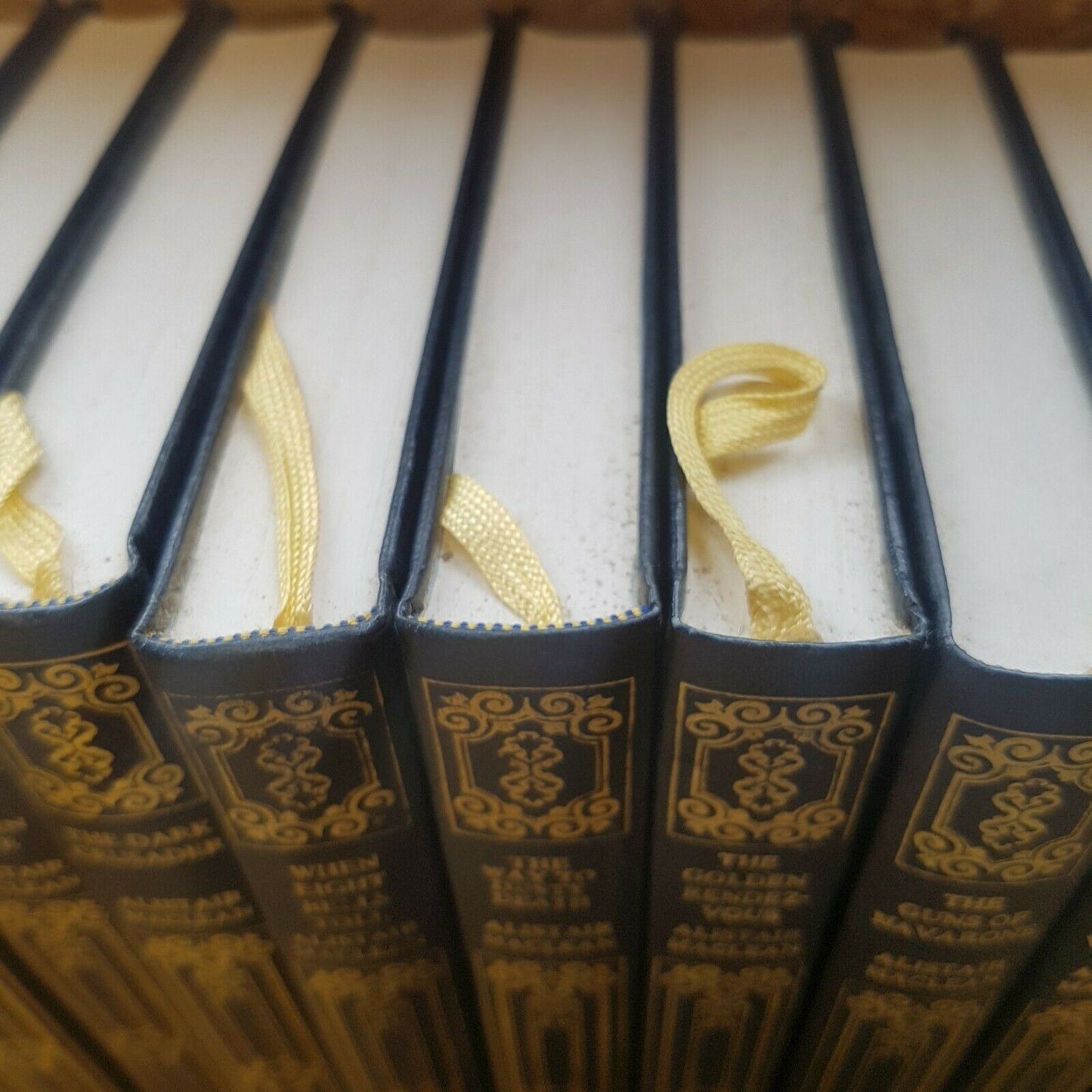 D13 21x Alistair Maclean collection Heron Hardback books Blue Gold Gilt Vintage