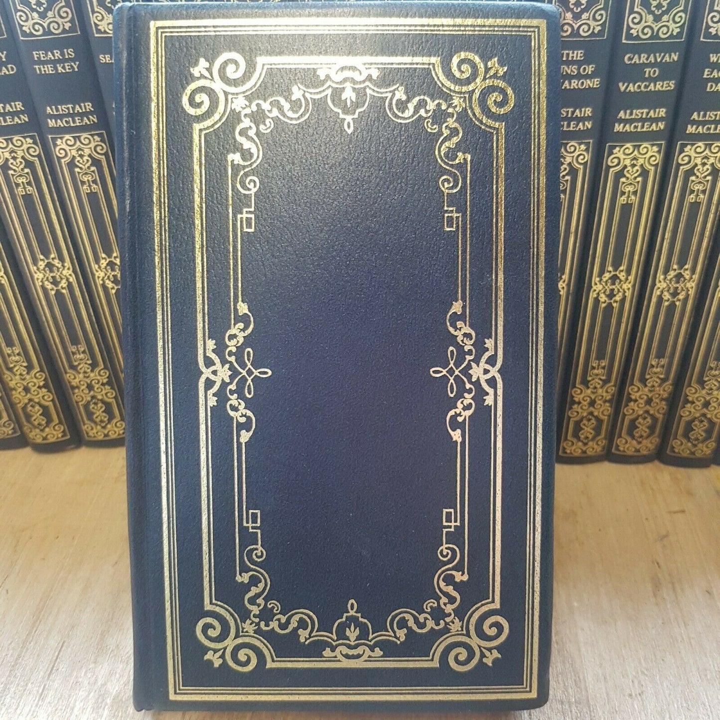 D13 21x Alistair Maclean collection Heron Hardback books Blue Gold Gilt Vintage
