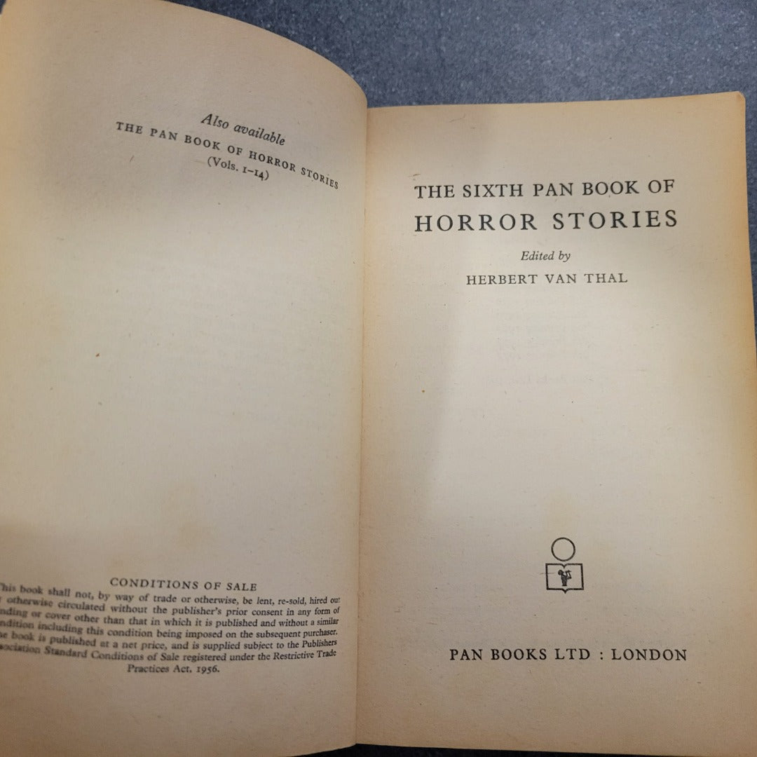 The Sixth Book of Horror Stories herbert van Thal Pan 9th Print 1973