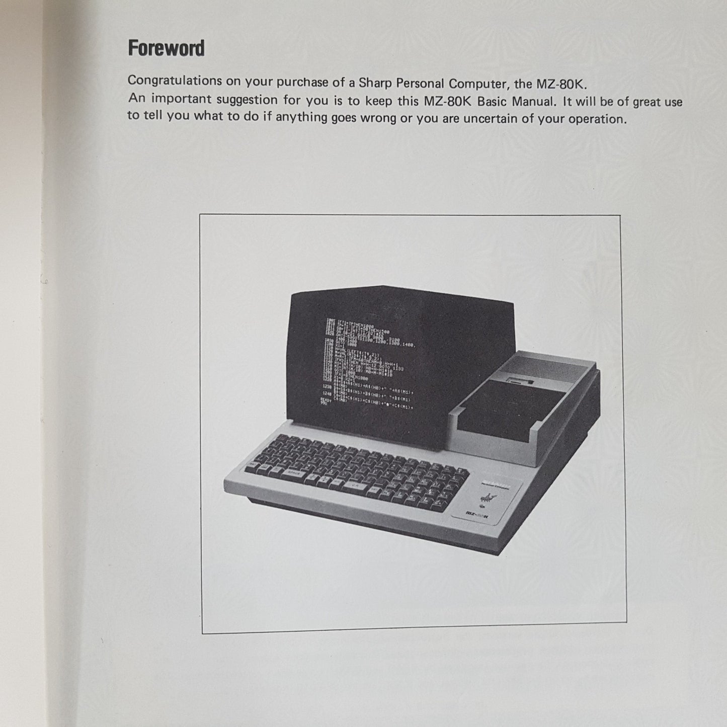 User manual Sharp MZ-80K BASIC computer original book Vintage Paperback manual