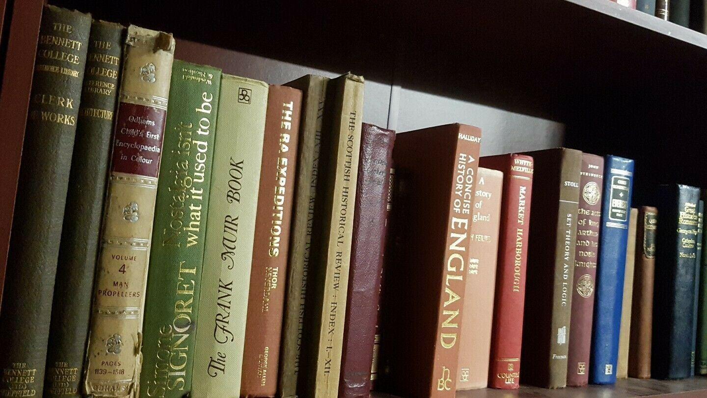 VB10 Job lot 10x Vintage Books Bundle Display Prop Old Antique Gold Spines Cloth